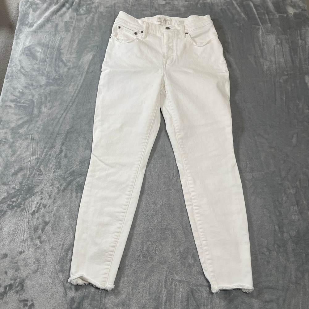 Lucky Brand White Skinny Jeans Size 6/28 High Rise Raw Hem White Denim